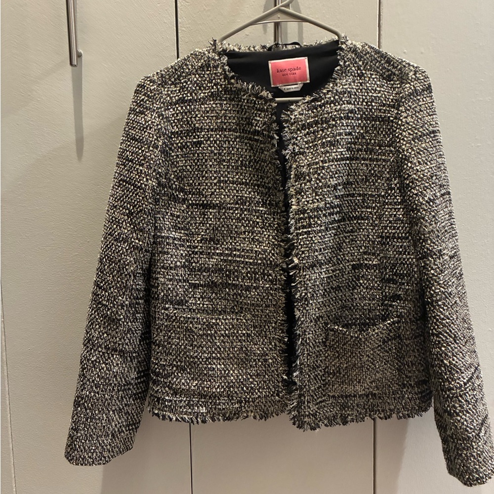 Kate Spade Gold, Black, and White Tweed Jacket